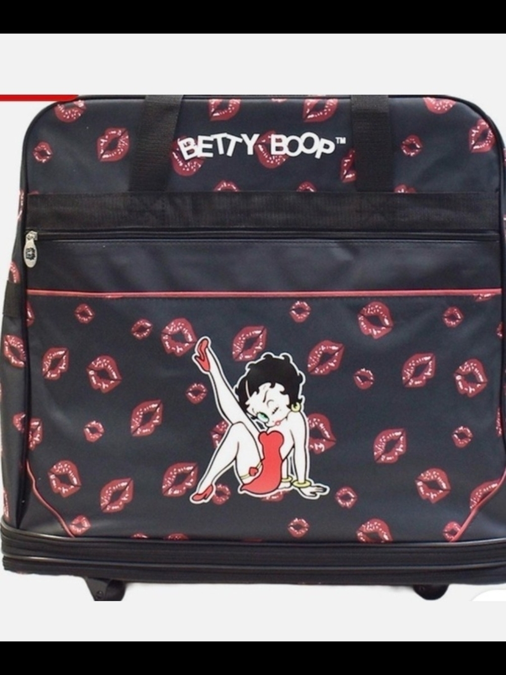Betty Boop Black and Red Rolling Carry-On with Lip Print